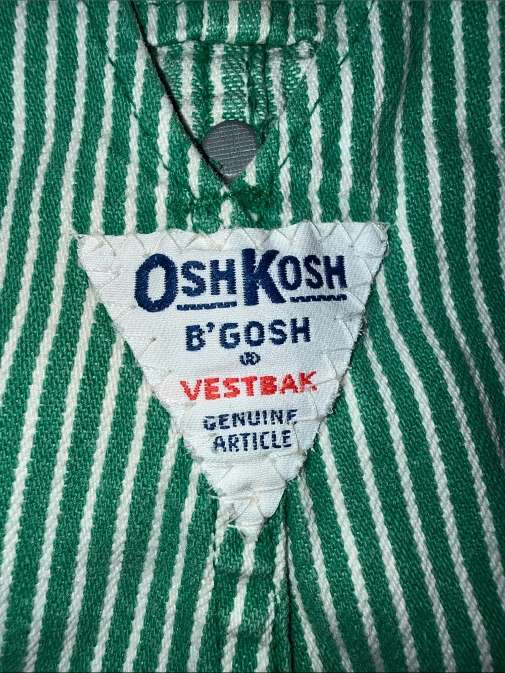 Vintage OshKosh B'Gosh Green & White Striped Overalls (Size 2T)